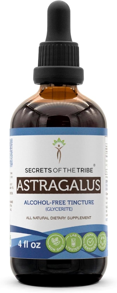 Hemmeligheter av Tribe Astragalus Tinktur alkohol-fri flytende ekstrakt, Astragalus (Astragalus membranaceus) tørket rot (4 FL OZ)