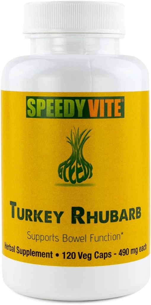 SpeedyVite® Tyrkia Rhubarb formel | Støtter Bowell funksjon* | Colon Detox og Cleanse formel | Inneholder Cascara Sagrada, Senna, Psyllium, Aloe Vera, Slippery Elm og Mer (1x 120 Veg Caps)