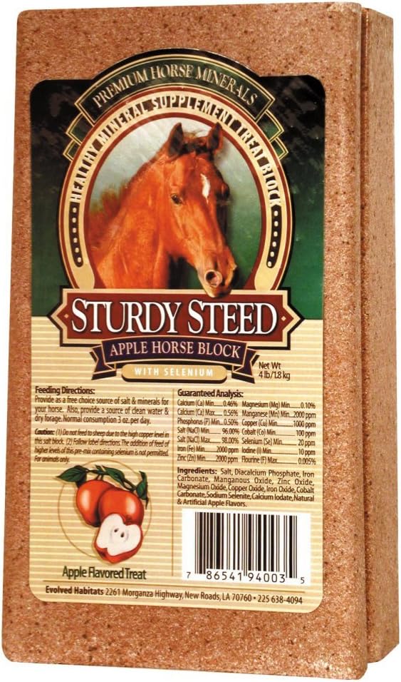 Sturdy Steed Sunn Mineral Supplement Apple Treat blokk for hester, 4 pund