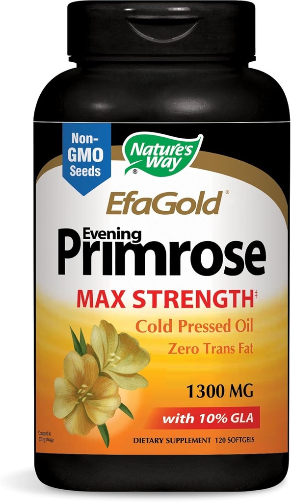 Naturens vei Aften Primrose, Efa gull kaldt presset olje 1300mg, 120 Softgels