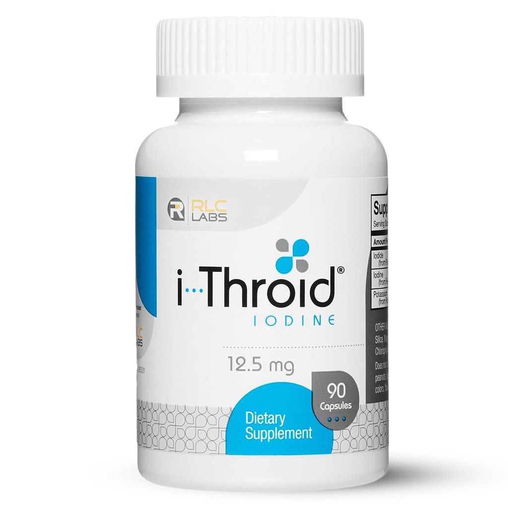 RLC, i-Throid 12,5 mg, jodin og jodide Supplement for å støtte Thyroid helse og hormonbalanse, 90 kapsler (90 porsjoner)