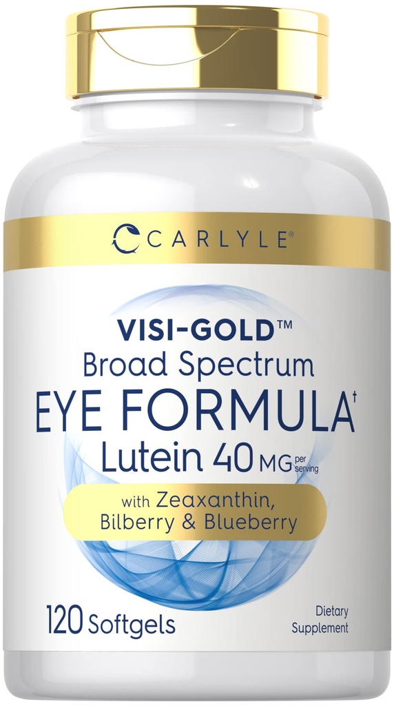 Carlyle Eye Health Supplement | 120 Softgels | med Lutein 40mg, Zeaxanthin, Bilbær og Blåbær | Bred Spectrum Eye Støtte Vitaminer | Ikke-GMO, Glutenfri formel