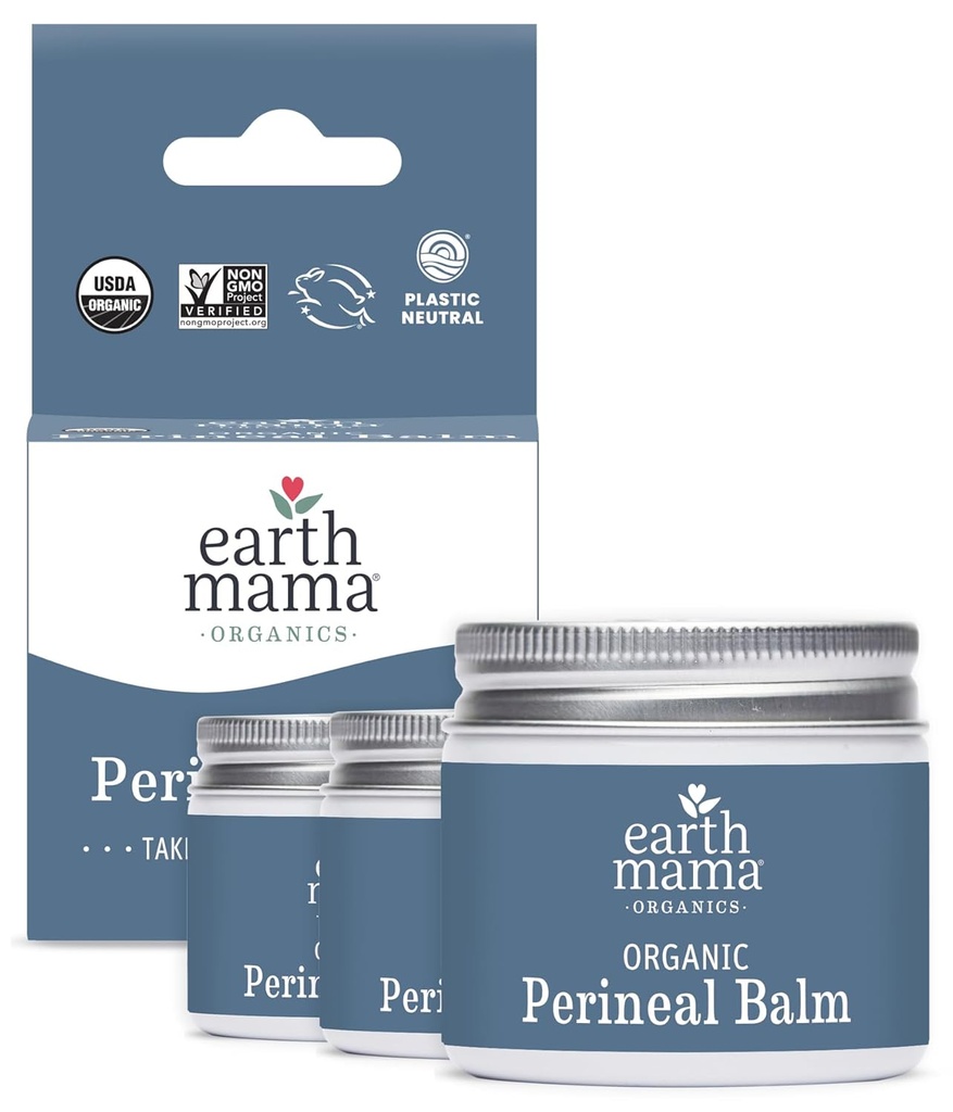 Earth Mama Organic Perineal Balm | Naturlig kjøle Herbal Salve for Graviditet og Postpartum Relief med heks Hazel & Calendula, Feminine Care Essentials, Ingen Benzocaine eller Butane, 2-Oz (3-Pack)