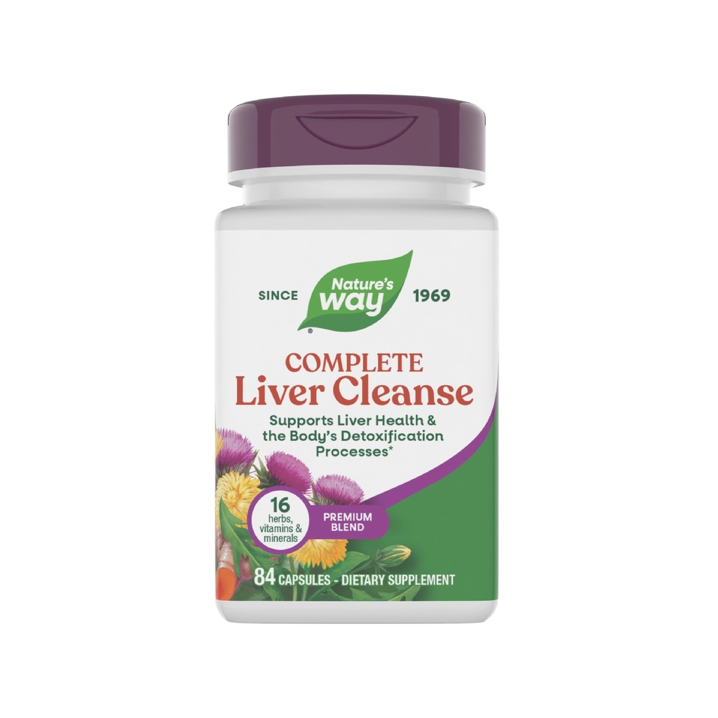 Naturens måte Complete Liver Cleanse, støtter kroppens avgiftningsprosessene*, med Melk Thistle, B-Vitaminer, Amino Acid Liver Blend, 84 kapsler (pakke mai Vary)