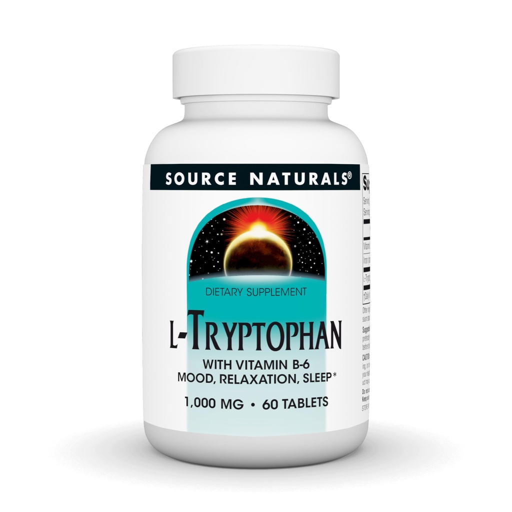 Kilde Naturals L-Tryptophan med vitamin B-6 - støtte humør, avslapning og søvn - 1000 mg - 60 tabletter