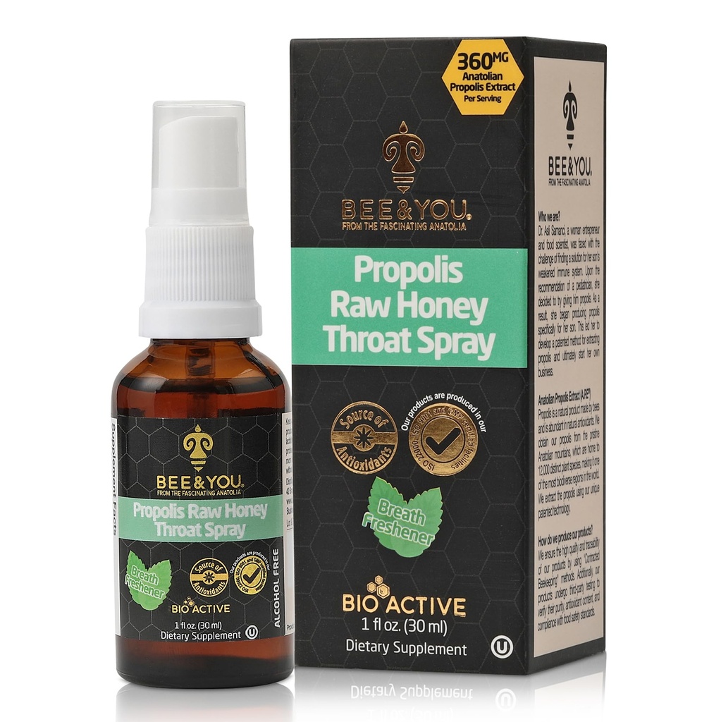 BE og deg, 100% ren propolis ekstrakt, immunstøtte, Sore Throat Relief, Antioksidanter, Naturlig, Keto, Paleo, Glutenfri ® 1 FL Oz