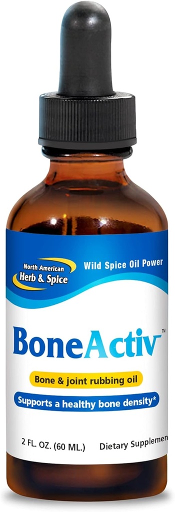 Nordamerikansk Herb & Spice BoneActive - 2 fl. oz. - Bone & Joint Rubbing Oil - Støtter Sunn Bones - Ikke-GMO, Vegansk - 346 Serveringer