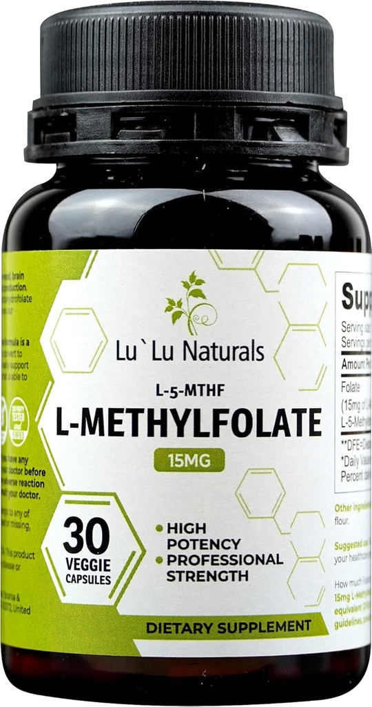 Lu'Lu Naturals L Metylfolat 15mg Aktivert Metyl Folat, Folinsyre, 5-mthf 30 Veggie Caps