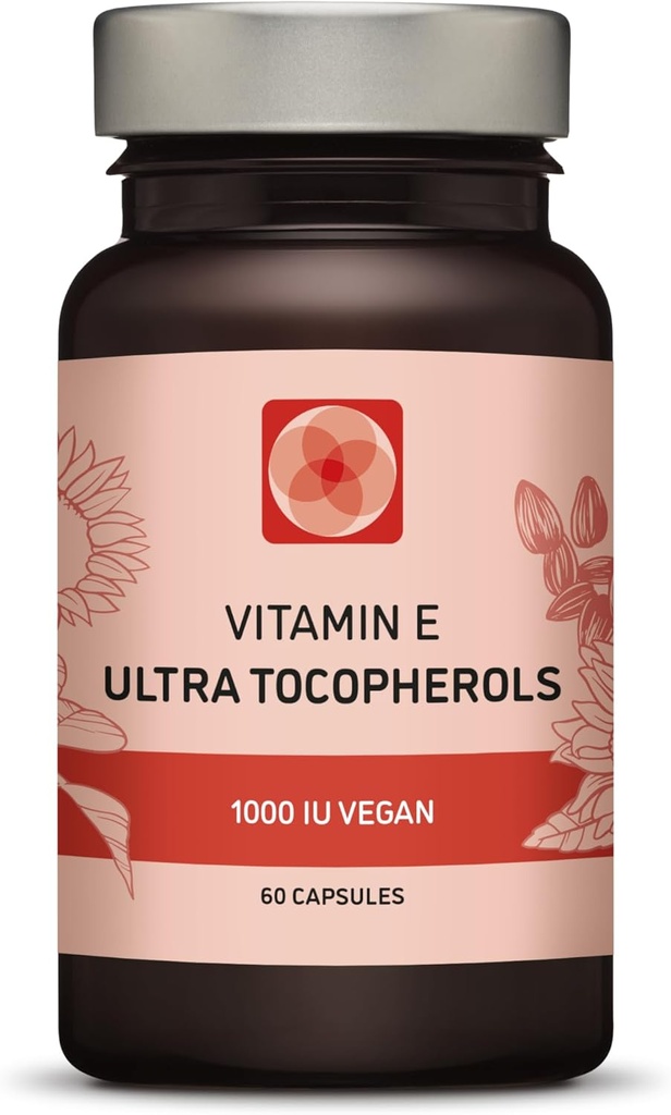 Vitamin E 1000 IE Ultra Tokoferol 450 mg vitamin E Vegan – alle 4 tokoferoler - Alfa Tokoferol + Beta Tokopherol + Gamma Tokoferol + Delta Tokoferol– Unikt d Alpha (180)