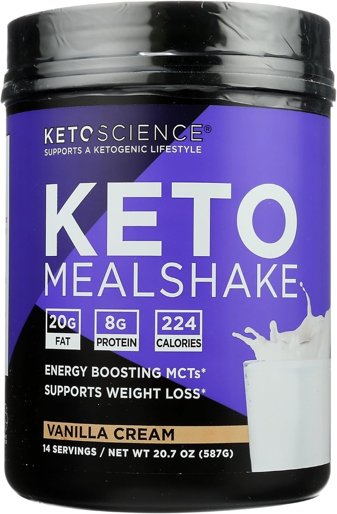 Keto vitenskap Vanilla Krem Ketogen Måltid Skake Diett Supplement, Paleo vennlig, 20.7 Ounces (pakke med 1)