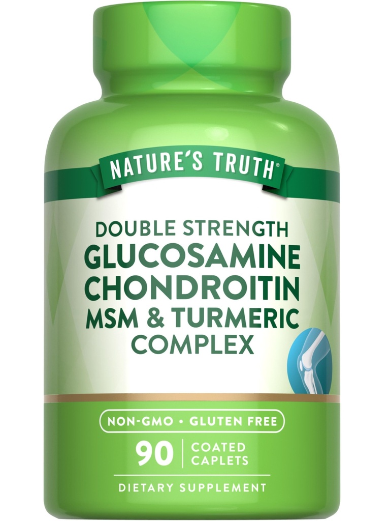 Naturens Sannhet Glukosamine Chondroitin MSM Complex | 90 Caplets | med turmerisk | dobbel styrke | Ikke-GMO & Glutenfri Supplement