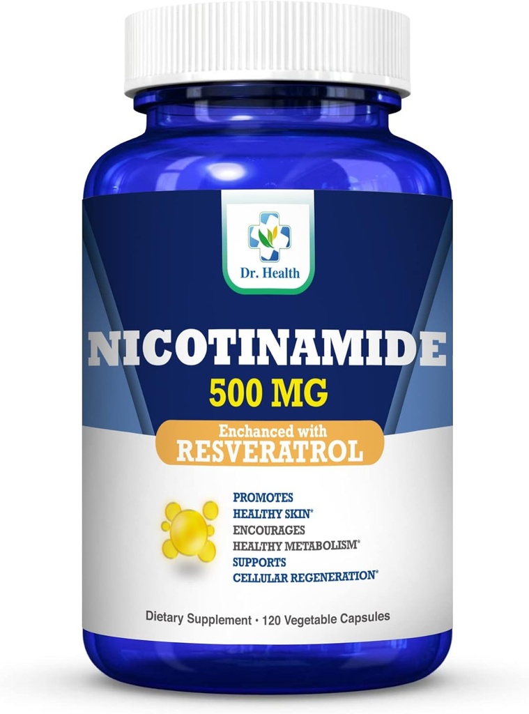 Nikotinamid 500mg Forbedret w. Resveratrol 100mg 120 Veggie kapsler opp til 4 måneders forsyning vitamin B3 w. Antioksidant alle naturlige kosttilskudd støtte Cellular Health Energy & Aging Gracelyly