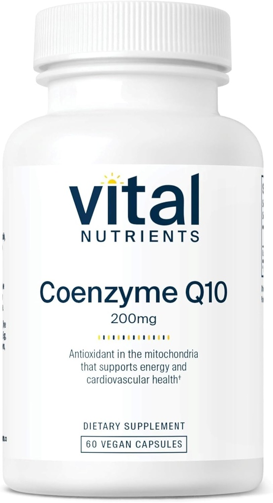 Vitale næringsstoffer CoQ10 200 mg | Vegansk Supplement | Potent Antioksidant av CoEnzyme Q10 for å støtte hjerte helse og energi nivåer* | Gluten, Dairy og soya gratis | Ikke-GMO | 60 kapsler