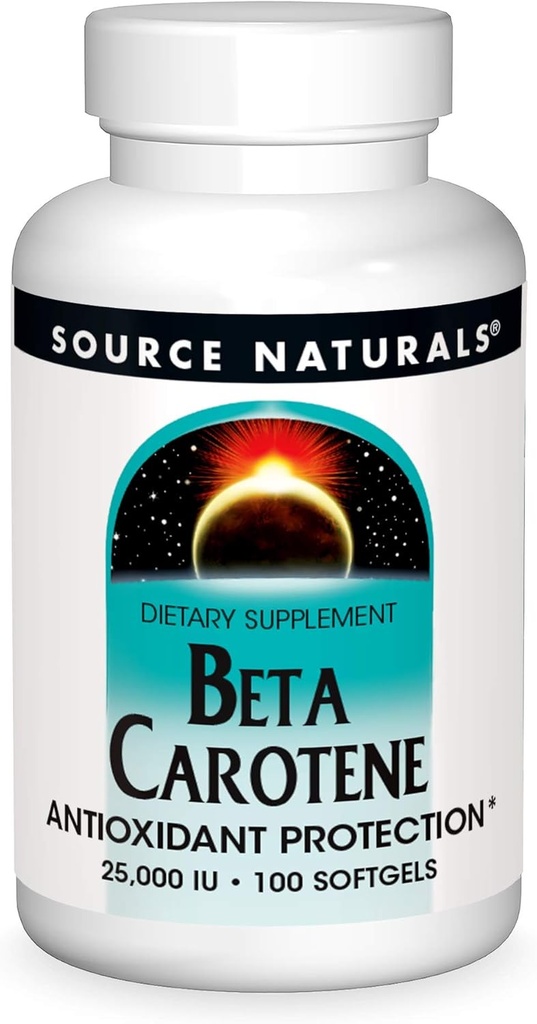 Kilde Naturals Beta Caroten 25000 iu antioksidant beskyttelse - konvertert av kroppen til vitamin A - 100 Softgels