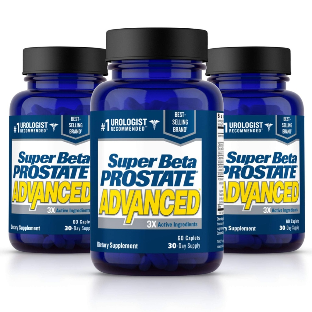 SUPER BETA PROSTATE Advanced - Redusere badturer, fremme søvn, støtte blender tømming. Prostata Supplement for menn med Beta Sitosterol, ikke så Palmetto (180 Caplets, 3-Pack)