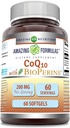 Fantastiske Formler CoQ10 med Bioperin Supplement | 200 Mg per servering | 60 Softgels | Ikke-GMO | Glutenfri | laget i USA