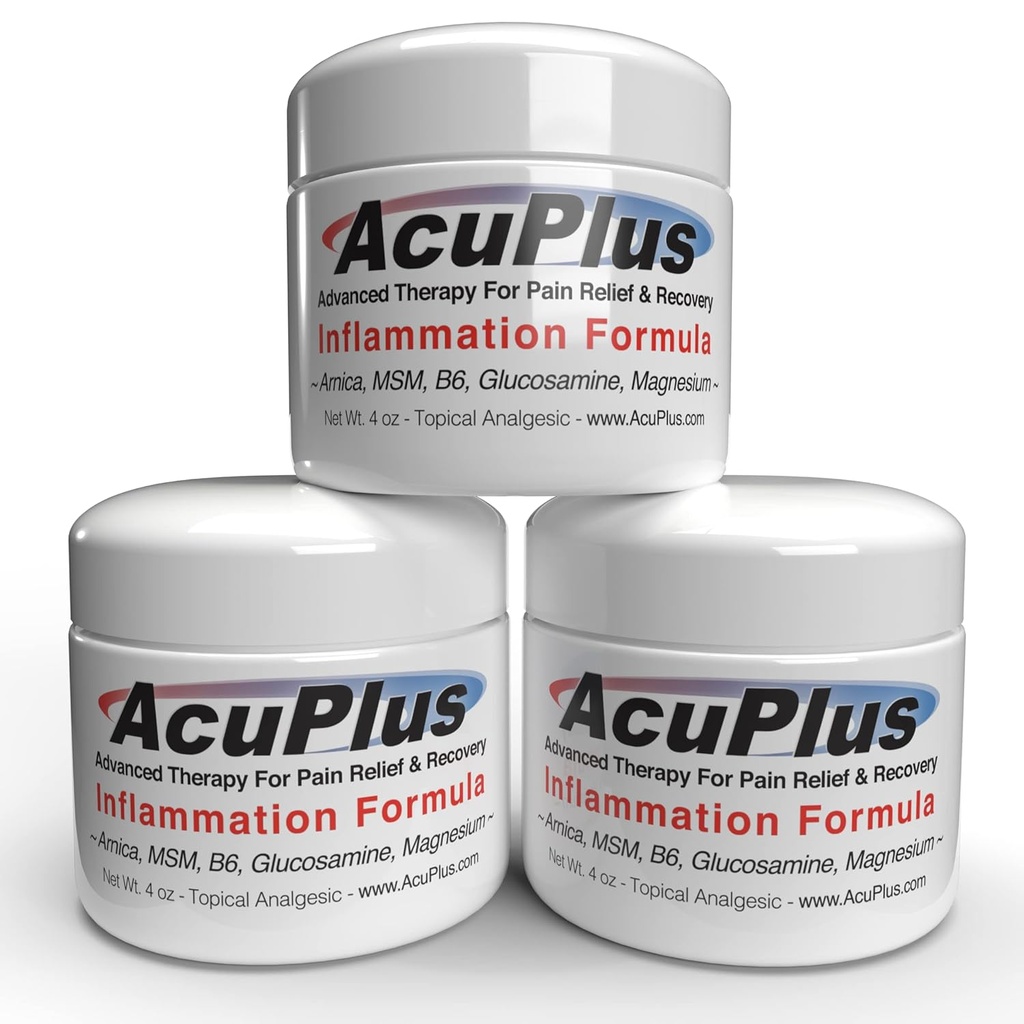 AkuPlus - Advanced Smerte lindring Topisk Anti Inflammatory Creme til Soothe Muscle & Joint Pain - Arthritis, Bursitis, & Tendonitis - Fast-Active Formula med naturlige ingredienser - 4 oz. hver, Pakke med 3