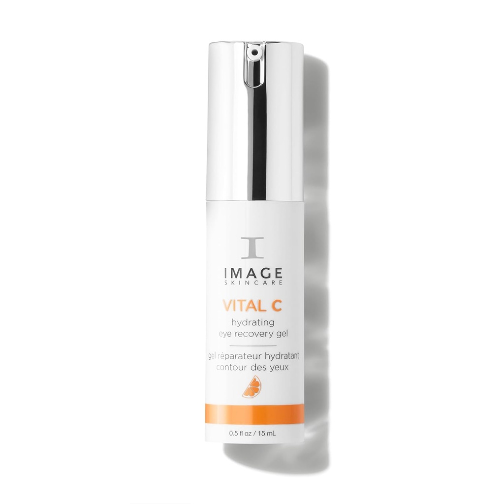 IMAGE Hudpleie, VITAL C Hydrating Eye Recovery Gel, med vitamin C og peptider for å redusere utseendet på mørke sirkler, poser og krusninger under øynene, 0,5 fl oz