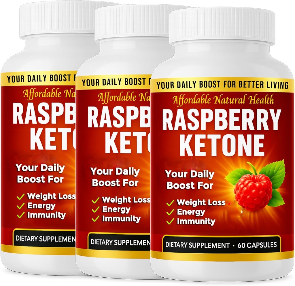 Bringebær keton kapsler, all-naturlig formel, kan støtte aktiv sunn livsstil, 1000 mg Supplement, 180 kapsler, 6 måneders forsyning, vegan, ikke GMO