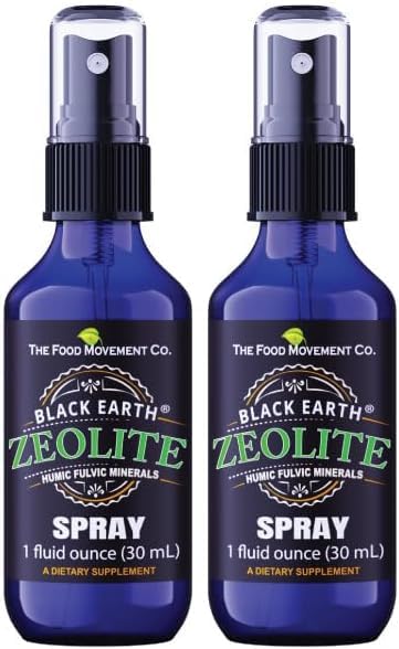 Svart jord Zeolitt med Humic Fulvic Acids, Trace Minerals, for voksne og barn støtter gut helse, immunstøtte, dialyse og eliminasjon og mer 1oz flytende pumpe Spray Supplement (2 Pack)