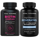 Vitale vitaminer Biotin komplekse kapsler + Resveratrol kapsler