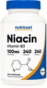 Nutricost Niacin (Vitamin B3) 100 mg, 240 kapsler - med flushing, ikke-GMO, Glutenfri