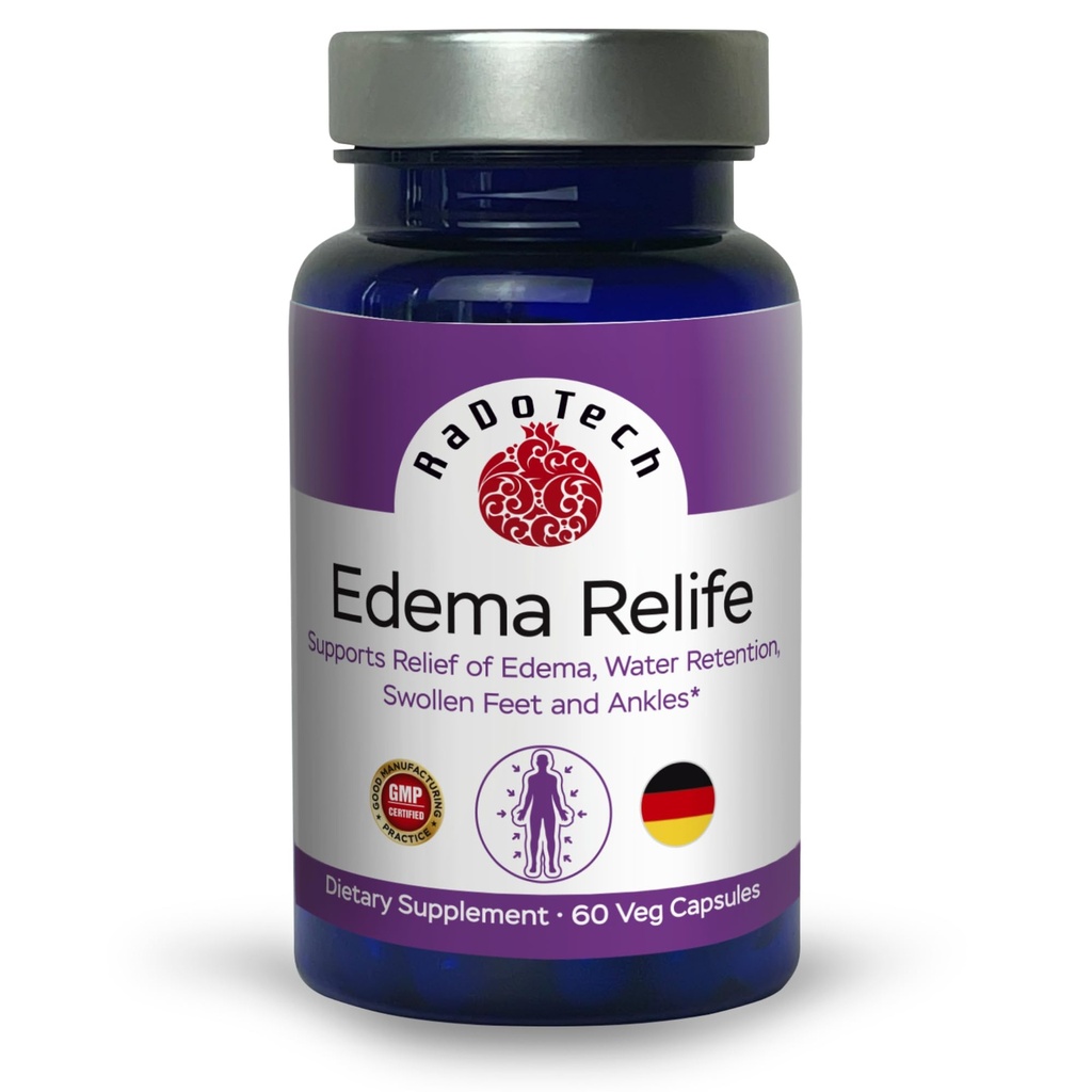 Edema Relife Support Relief av Edema, vanntetthet, Swollen Feet og Ankles 60 Veg Kapsler GMP - (pakke med 1)