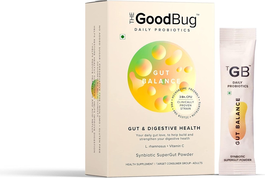Gut Helse og immunisme Probiotika for menn og kvinner, Sterk Digestiv & immunitet støtte Gut Balance Supplement Stick - Probiotika + Inulin + Vitamin C 3Bn CFU av klinisk bevisstrem - 30 dagers pakke