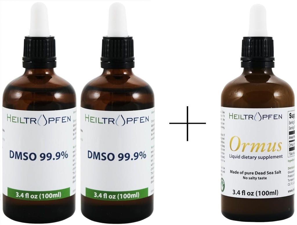 Bundle/Set av 2X DMSO 99,9 % 3,4 oz + Ormus 3.4 Fl Oz Konsentrert Orme | Heiltropfen®