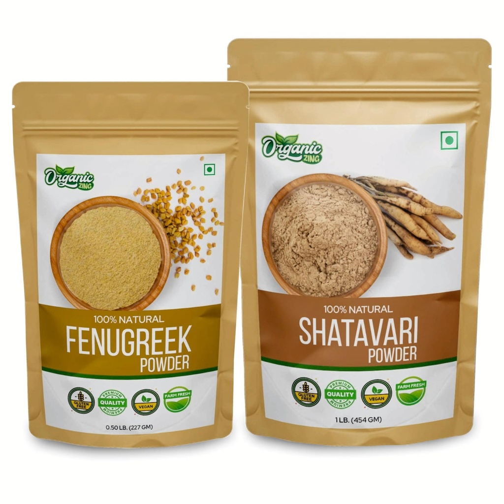 ORGANIC ZING Shatavari- 454g & Fenugreek pulver- 227g