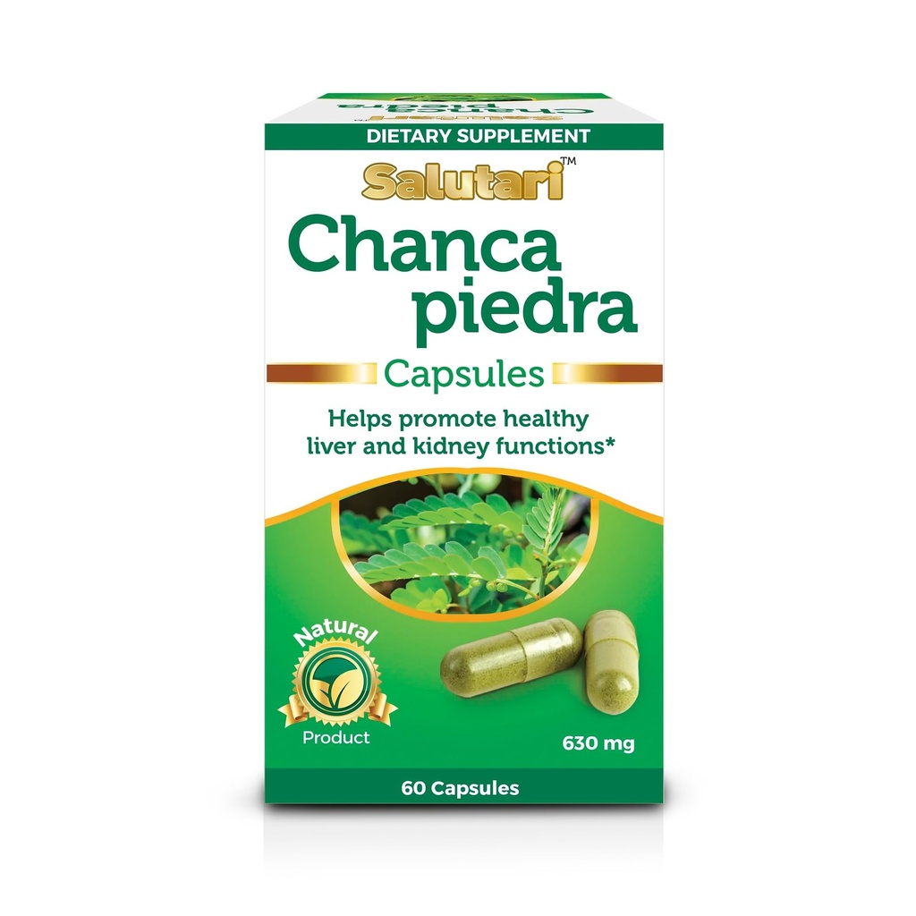 SALUTARI Chanca Piedra Stone Breaker, 60 Vegetariske kapsler - Naturlig Stonebreaker Supplement for nyrehelse, Liver Cleanse og Gallblader Support - Naturlig Detox Supplement