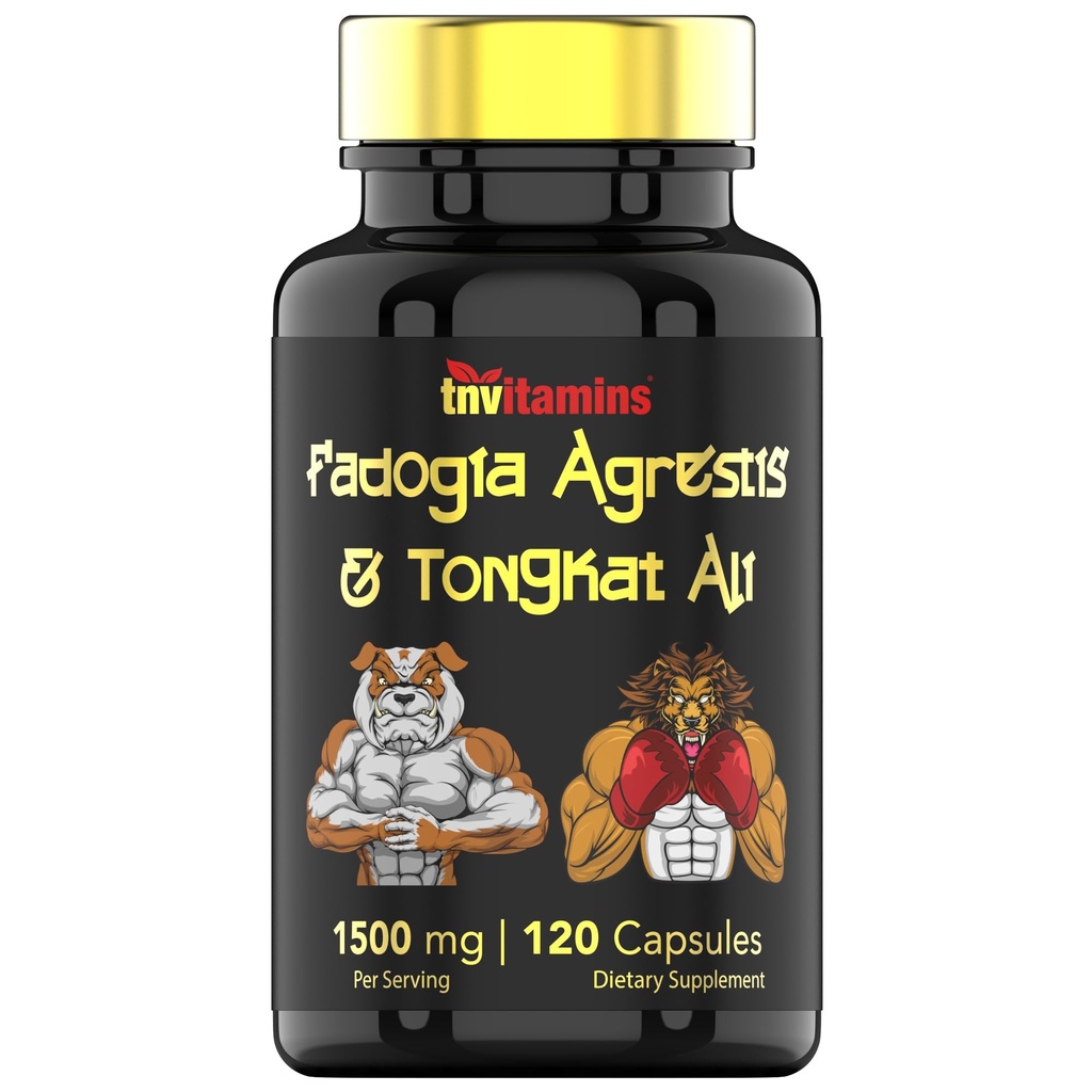 Fadogia Agrestis & Tongkat Ali Supplement: 1500mg - 120 kapsler |  750  750mg Hver av Tongkat Ali (Longjack) & Fadogia | Ultra-Potent formel for menn For sportsnæring, Atletisk ytelse, & Muskler *