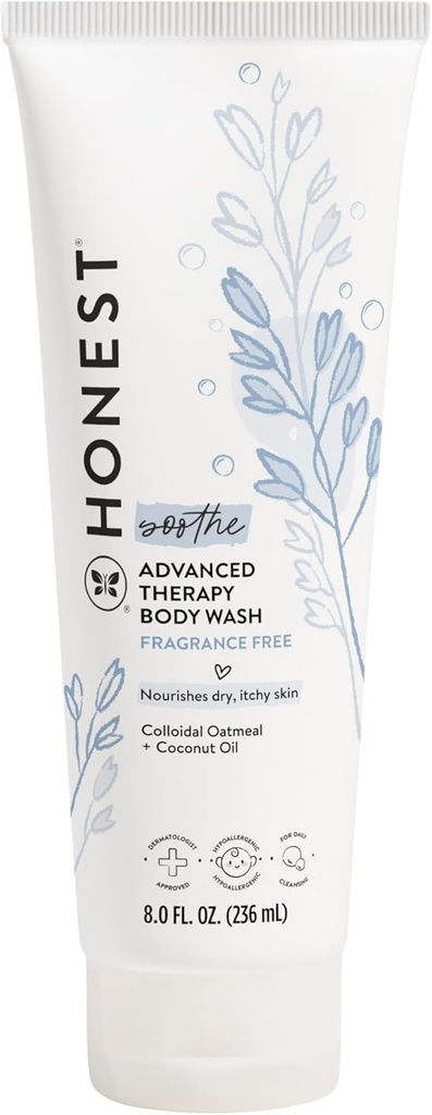 Den ærlige selskapet Eczema Soothing terapi rense kroppen vaske naturlig avledet gentle for baby prebiotika kolloidal havregryn 8 oz
