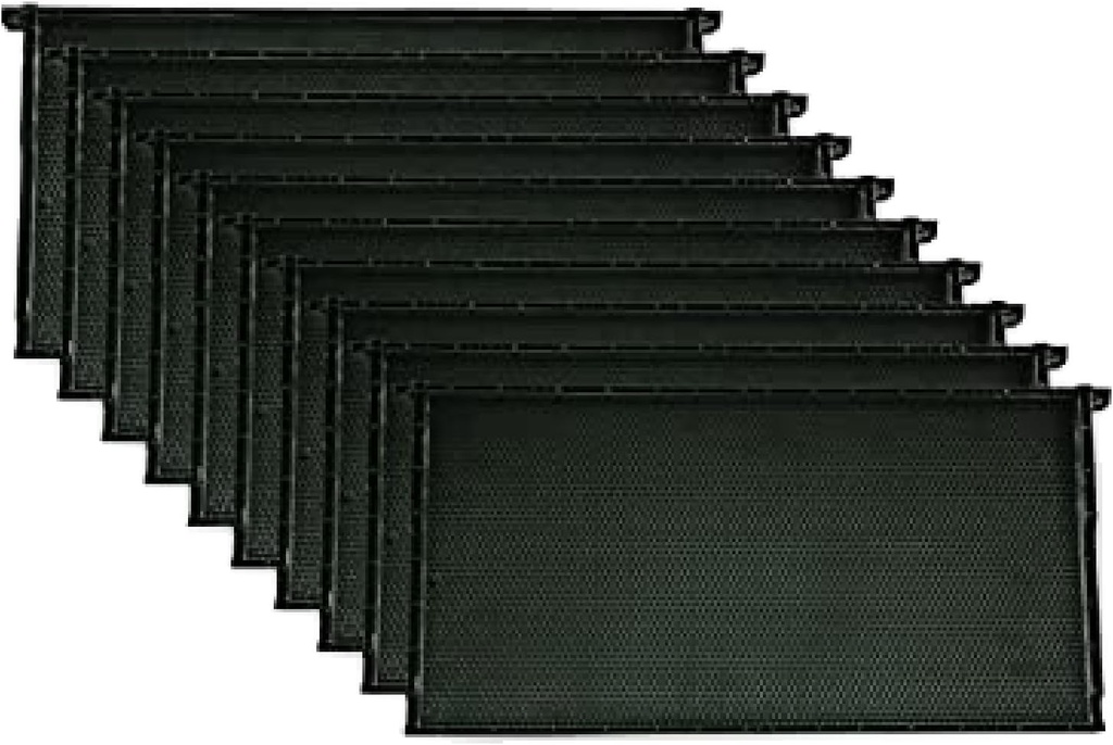 Mann Lake Premium Beekeeping Frames, All-in-One Frame & Foundation, Naturlig Beeswax Coating, Universal Fit, BPA & BPS Gratis, 9 1/8 Tommer, Svart, 10-Pack