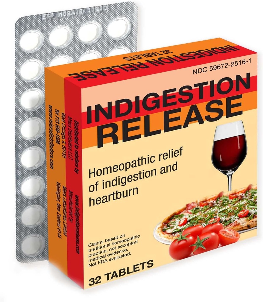 Miers Lab Indigestion Relief Kapsler, Homøopatiske Tabletter for Heartburn Relief, Sikker og effektiv, raskt fungerende, 32 tabletter