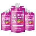 Designer wellness protein smoothie, ekte frukt, 12g protein, lav karbohydrat, null tilsatt sukker, glutenfri, ikke-GMO, ingen kunstige farger eller flavors, bringebær lidenskapsfrukt, 12 greve