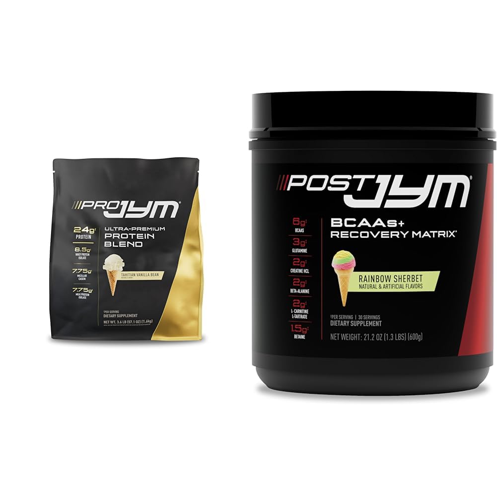 JYM Supplement Science PRO JYM 45 serveringer - Tahitian Vanilla Bean & - Post-Workout med BCAA's, Glutamine, Kreatin HCL, Beta-Alanine, og mer Rainbow Sherbert Flavor, 30 Serveringer, 21,2 oz.