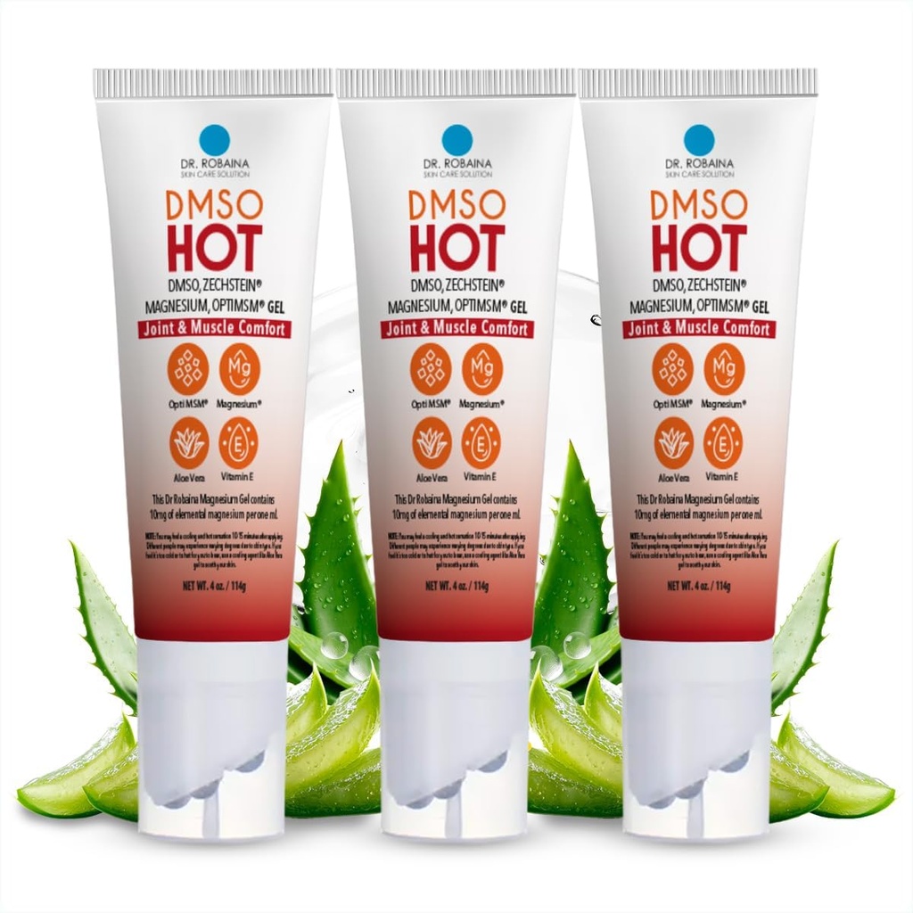 Dr. Robaina DMSO HOT Roll-On - 99,9% Ren farmasøytisk Grade | Multi-Ball Applicator for målrettet Varme | Zechstein Magnesium, MSM, Arnica, Aloe Vera, Vitamin E - 4 oz
