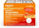 Basic Care Barns Ibuprofen Chewable tabletter, smerter Reliever og feber Reduser, Orange Flavor, alder 2-11, varer opp til 8 timer, 100 mg, 24 teller
