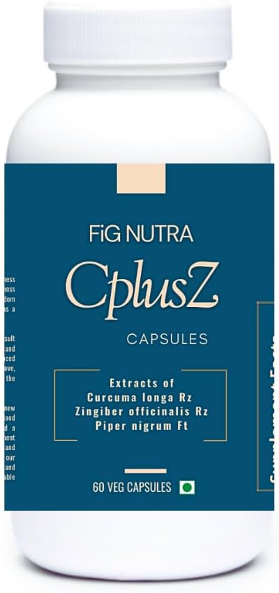 FiG Nutra CPlusZ: høy potens Curcumin med svart pepper og ginger ekstrakter – forbedret formel for felles og metabolsk og antioksidant støtte – 60 Veg Caps