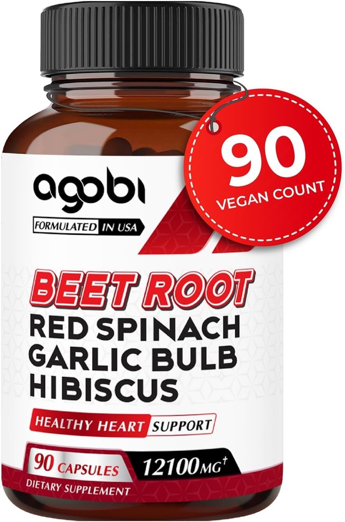 5in1 Beet Root Capsules - Lagt med rød spinat, organisk hvitløk bulb, Hibiscus & Black Pepper - Støtte for energiproduksjon, immunsystem og digestiv helse - 90 Vegankapsler