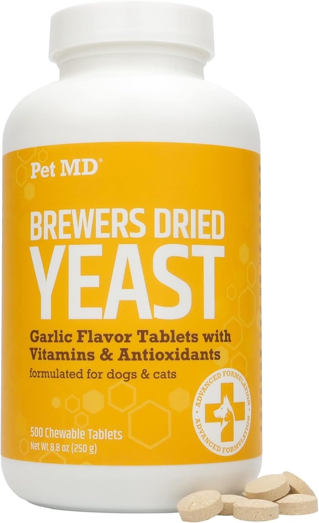 Kjæledyr MD hvitløk & Brewers Yeast for hunder & katter - hvitløk og yeast Plus antioksidanter - Brewer's Yeast Tabletter for hunder & katter - vitamin B 1 & vitamin C - 500 ct