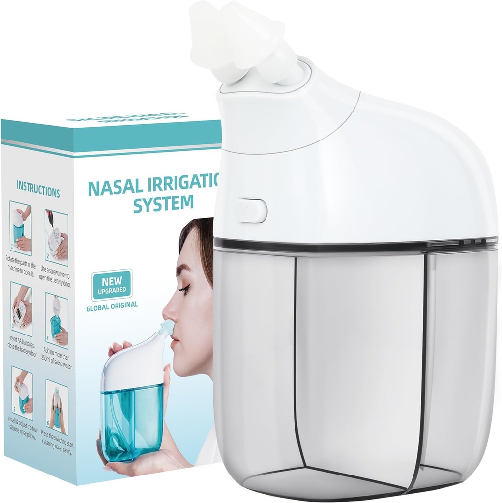 Nasal irrigasjonssystem, Nasal omsorg, Sinus rengjøringsmaskin, Nasal rengjøringsmaskin, Nasal rengjøring med auto avfallssamlingsfunksjon for Sinus, Runny Nese, Nasal kongestion Grå