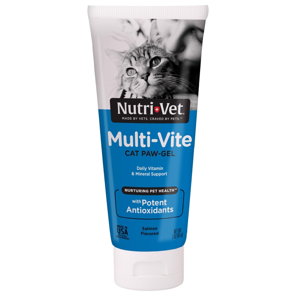 Nutri-Vet Multi-Vite Paw Gel for katter, daglig vitamin, Kitten forsyninger, immun støtte, Cat vitamin, Potent antioksidanter, Multi-Vitamin Paw Gel, Senior Feline Supplements, 3 oz
