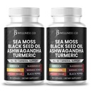 Sea Moss Svart Seed Olje Ashwagandha Turmeric Bladderwrack Burdock - med Manuka, Honning Dandelion, ACV Svart Pepper Glutenfri- 120 greve