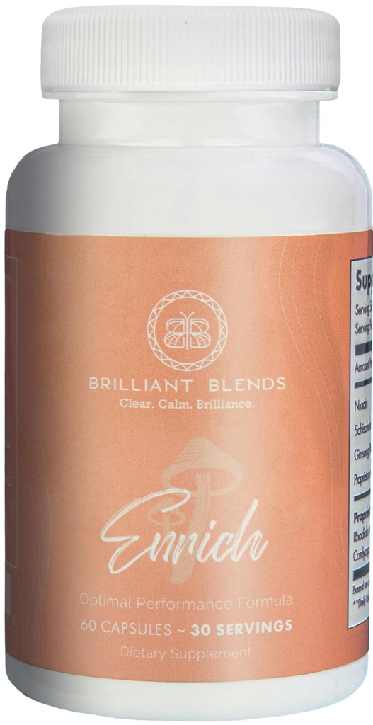 ENRICH Adaptogen Supplement – Doctor-formulert blanding for energi, fokus og oppmerksomhet, og Mood Support | Naturlig adaptogen Formel med klinisk kildede ingredienser | Vegansk, ikke-GMO | 30 Services