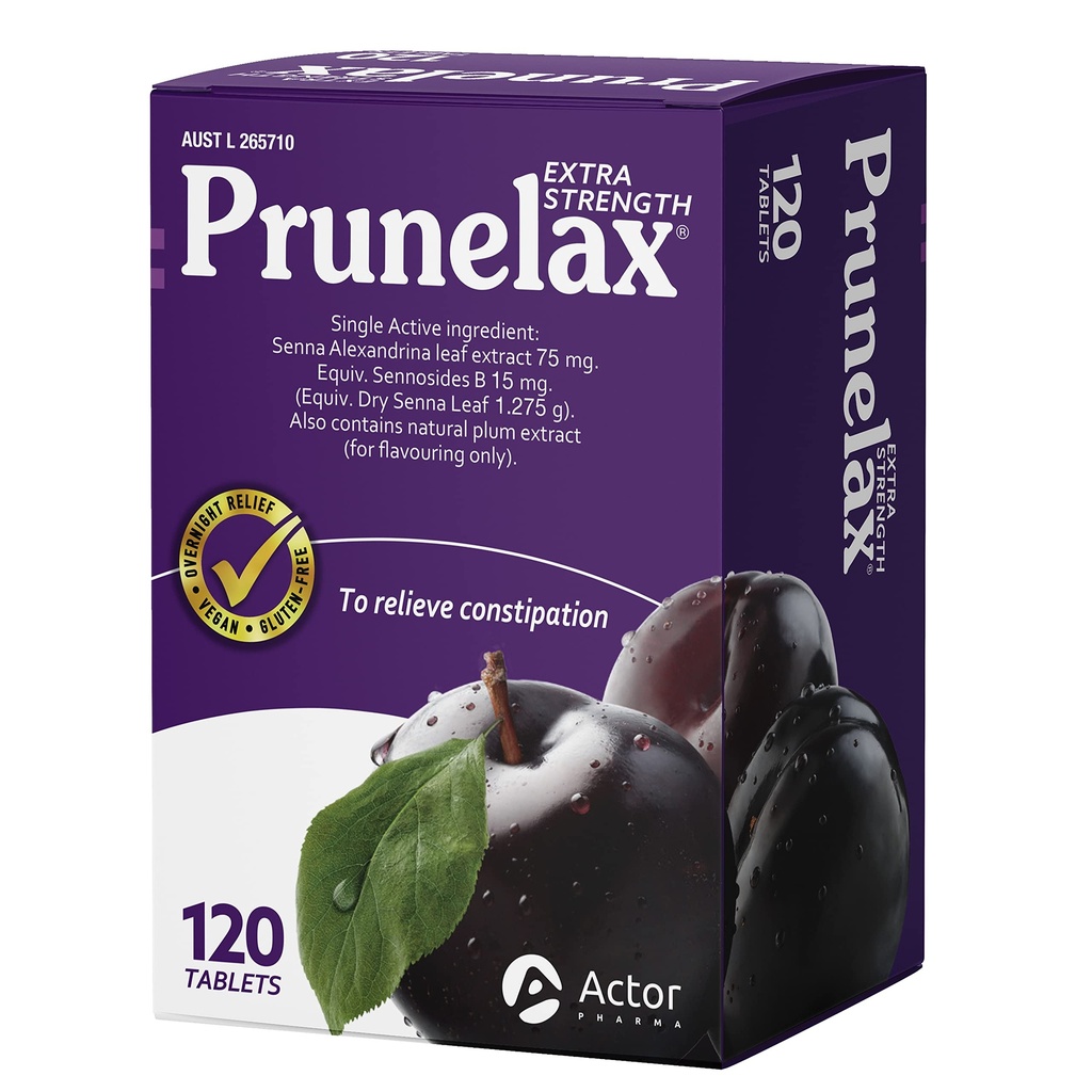 Prunelax Tabletter - Extra styrke Naturlig Laxativt Supplement inneholdende høy styrke Senna for å lindre og gjenopprette normal Bowell Motion-120 tabletter