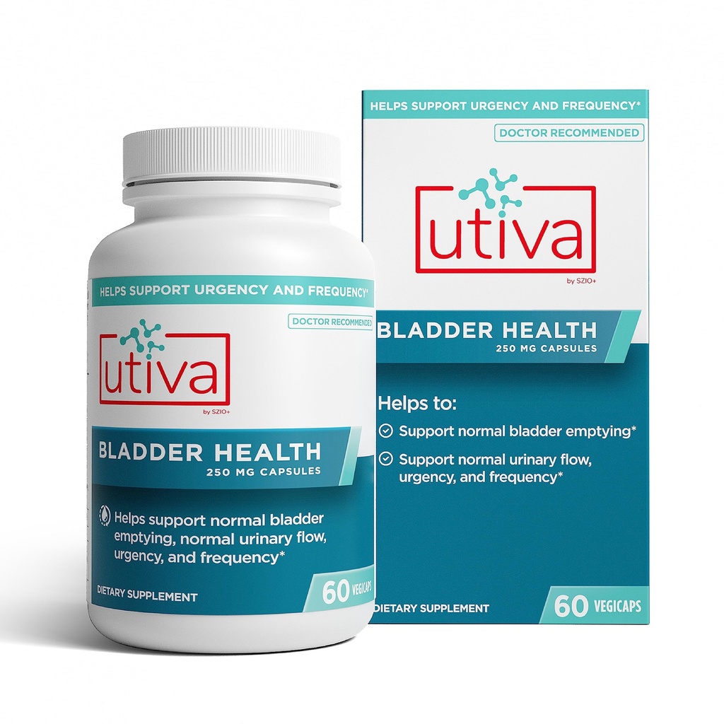 Szio+ Utiva Bladder Helse - kontrolltilskudd for overaktive bladder og nedre urinveistraktur helse - klinisk bevist å redusere frekvens og urenhet - 60 kapsler