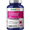 NusaPure Echinacea Goldenseal 200mg, (Extract 10:1, tilsvarende 2.000mg), 200mg, (Extract 4:1, tilsvarende 800mg) - 2800mg 300 Veggie Caps (Vegetarian, Non-GMO, Vegan)