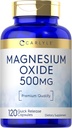 Carlyle Magnesium Oxid 500 mg | 120 kapsler | Premium kvalitet | Ikke-GMO og Glutenfri Supplement